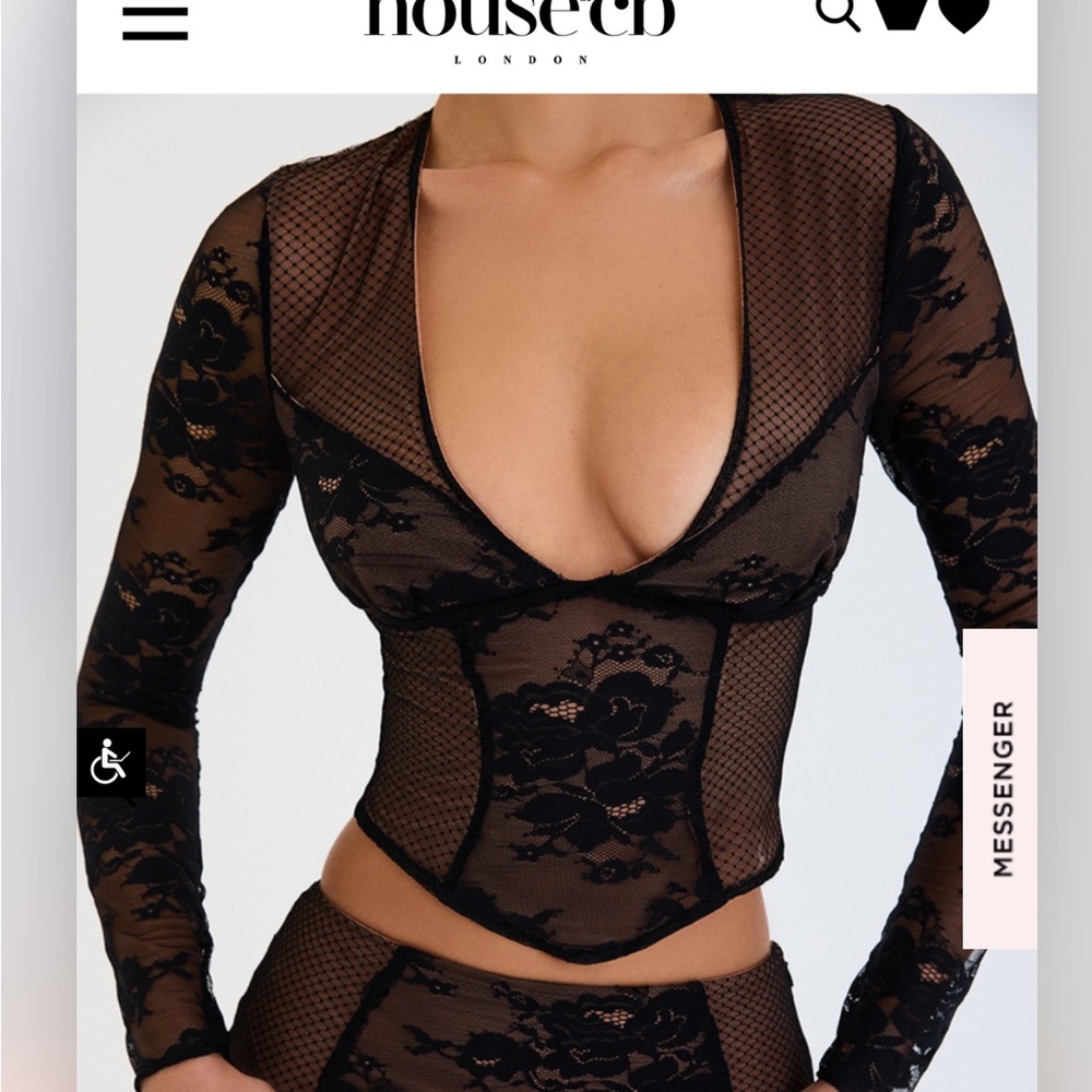 COPY - Mistress Rocks Black Lace Plunge Top
